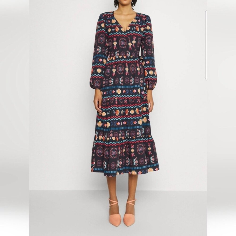 Never Fully Dressed Navy Multi Printed Midi Dress